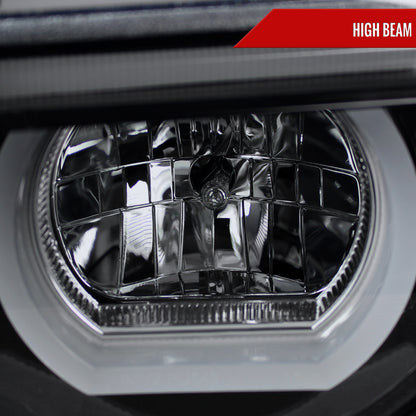 1995-2001 BMW E38 7 Series LED Bar Dual Halo Projector Headlights (Glossy Black Housing/Smoked Lens)