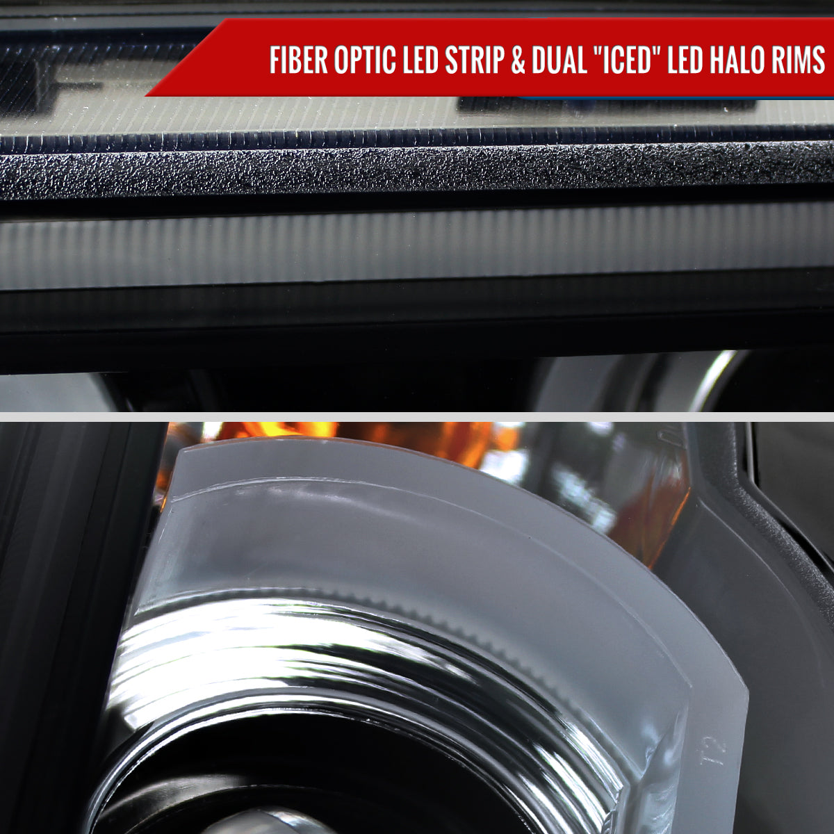 1995-2001 BMW E38 7 Series LED Bar Dual Halo Projector Headlights (Glossy Black Housing/Smoked Lens)
