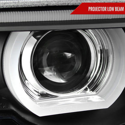1995-2001 BMW E38 7 Series LED Bar Dual Halo Projector Headlights (Matte Black Housing/Clear Lens)