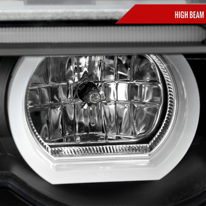 1995-2001 BMW E38 7 Series LED Bar Dual Halo Projector Headlights (Matte Black Housing/Clear Lens)