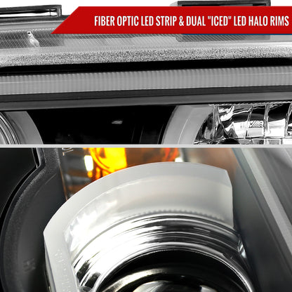 1995-2001 BMW E38 7 Series LED Bar Dual Halo Projector Headlights (Matte Black Housing/Clear Lens)