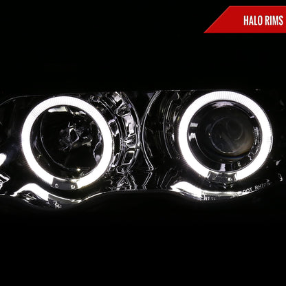 1999-2001 BMW E46 3 Series Sedan Dual Halo Projector Headlights (Chrome Housing/Clear Lens)