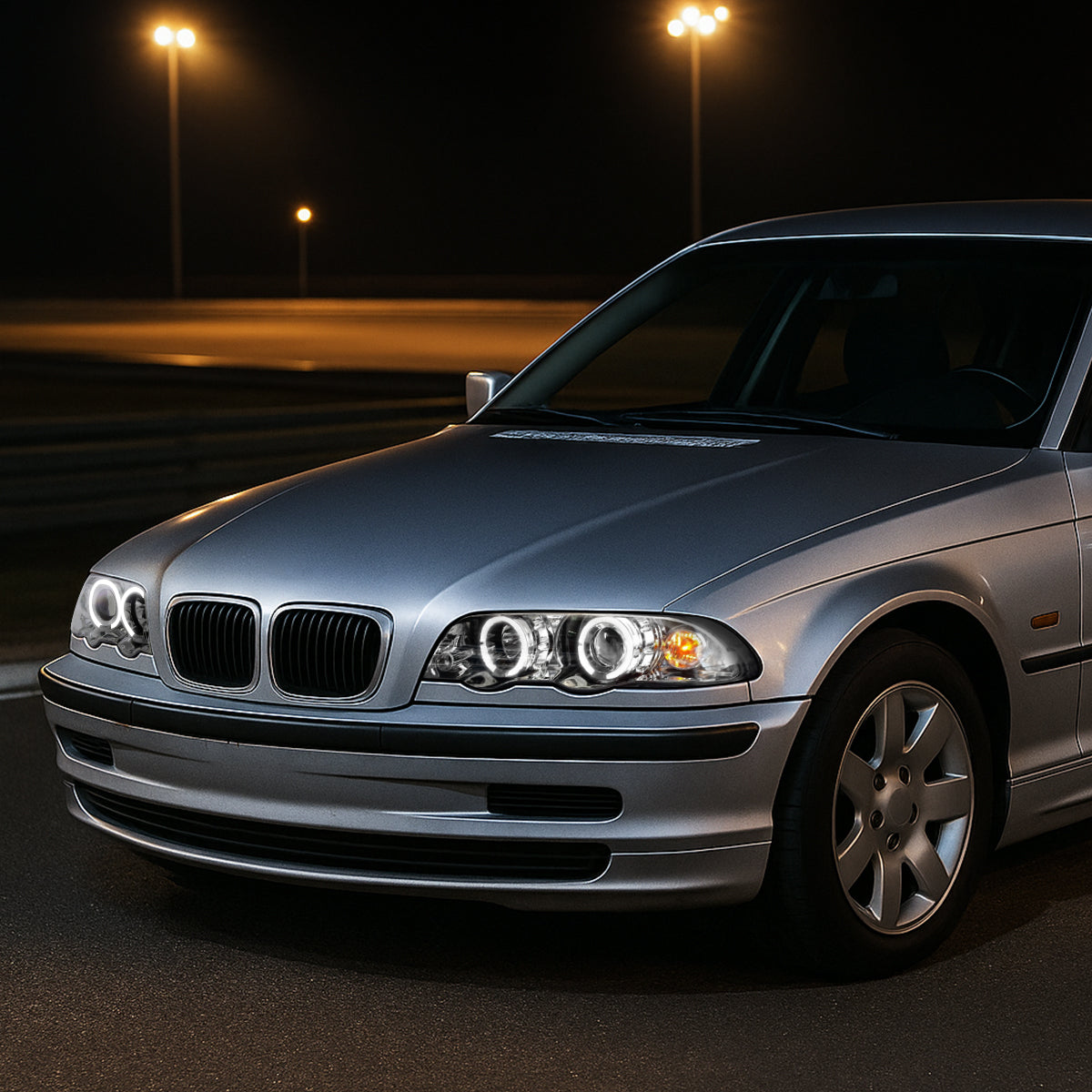 1999-2001 BMW E46 3 Series Sedan Dual Halo Projector Headlights (Chrome Housing/Clear Lens)