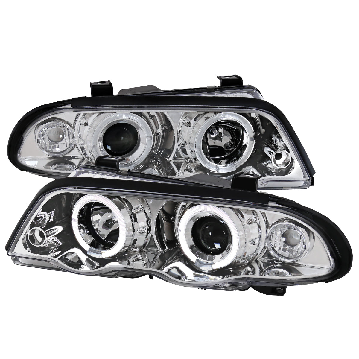1999-2001 BMW E46 3 Series Sedan Dual Halo Projector Headlights (Chrome Housing/Clear Lens)