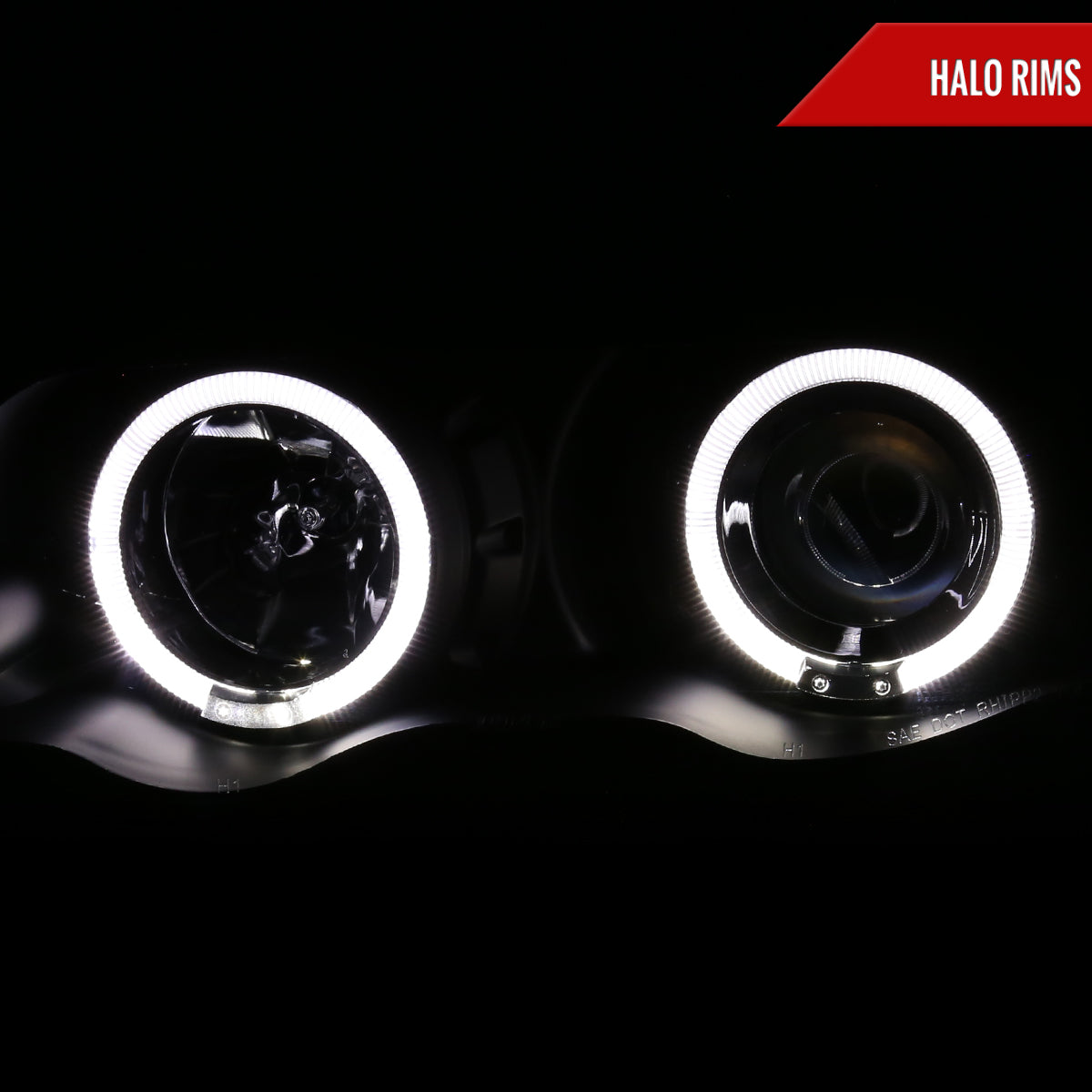 1999-2001 BMW E46 3 Series Sedan Dual Halo Projector Headlights (Matte Black Housing/Clear Lens)