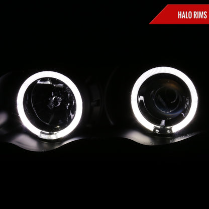 1999-2001 BMW E46 3 Series Sedan Dual Halo Projector Headlights (Matte Black Housing/Clear Lens)