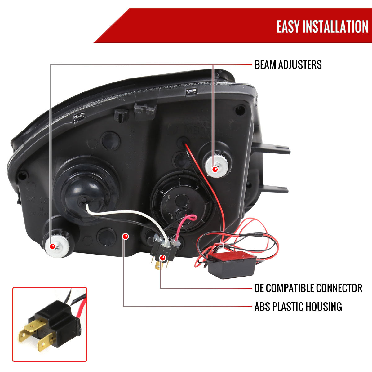 2000-2005 Mitsubishi Eclipse Dual Halo Projector Headlights (Chrome Housing/Clear Lens)