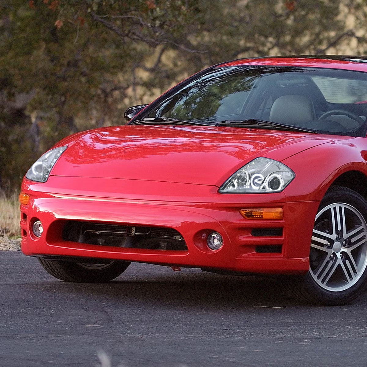 2000-2005 Mitsubishi Eclipse Dual Halo Projector Headlights w/ SMD LED Light Strip (Chrome Housing/Clear Lens)