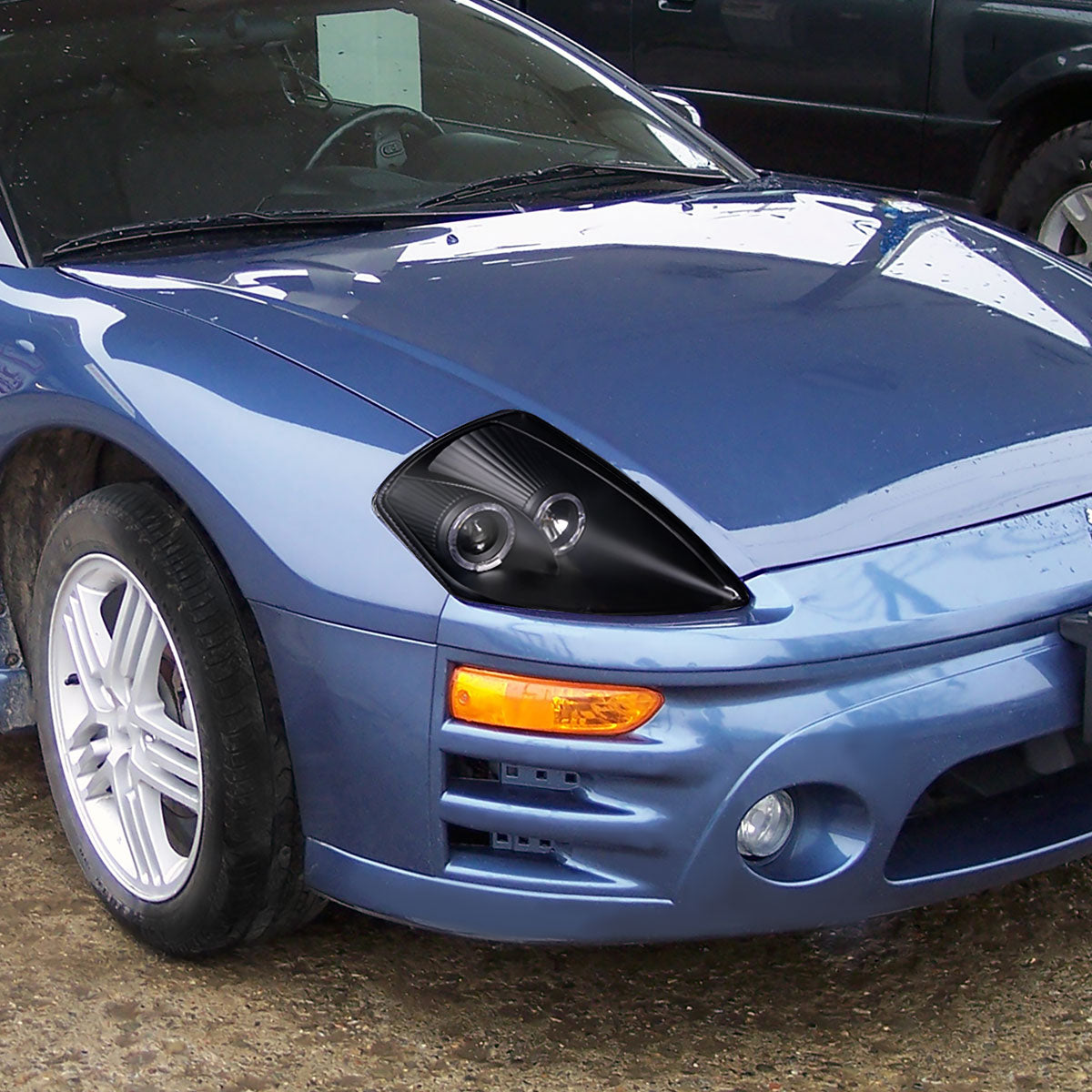 2000-2005 Mitsubishi Eclipse Dual Halo Projector Headlights (Matte Black Housing/Clear Lens)