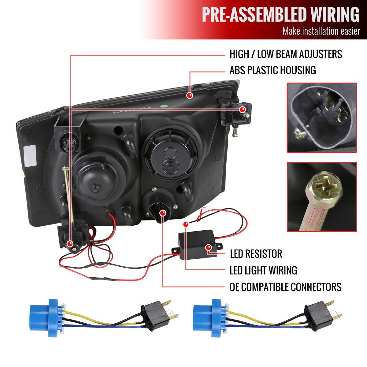 1999-2004 Ford F-250/F-350/F-450/F-550/Excursion Projector Headlights w/ SMD LED Light Strip (Chrome Housing/Clear Lens)