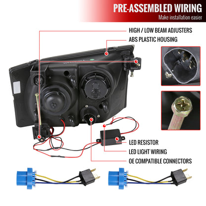 1999-2004 Ford F-250/F-350/F-450/F-550/Excursion Projector Headlights w/ SMD LED Light Strip (Chrome Housing/Clear Lens)