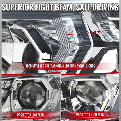 2012-2015 BMW F30 3 Series Sedan Projector Headlights w/ Switchback Sequential LED Turn Signal (Chrome Housing / Clear Lens)
