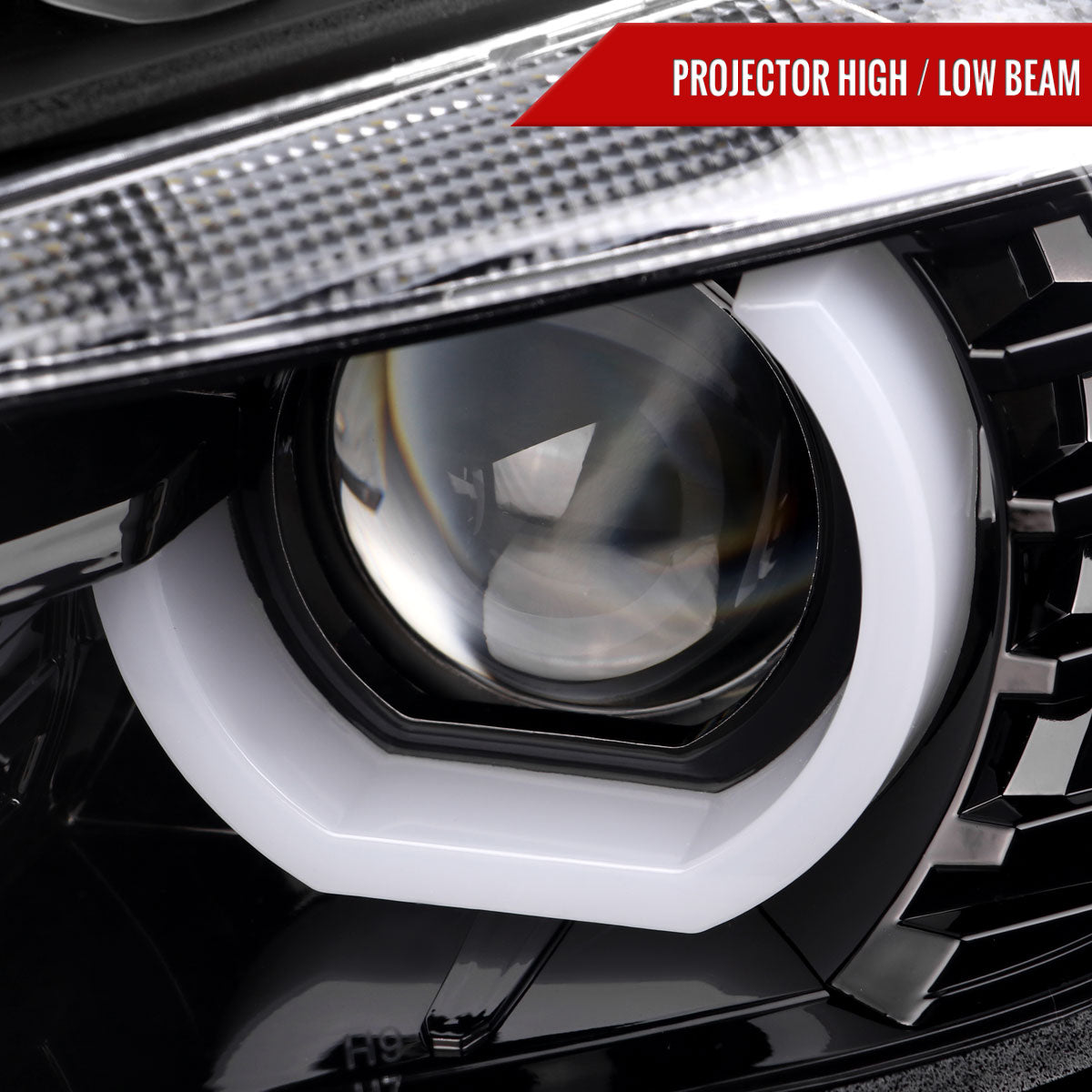 2012-2015 BMW F30 3 Series Sedan Dual LED U-Bar Projector HID-Compatible Headlights w/ LED Turn Signal Lights (Jet Black Housing/Clear Lens)
