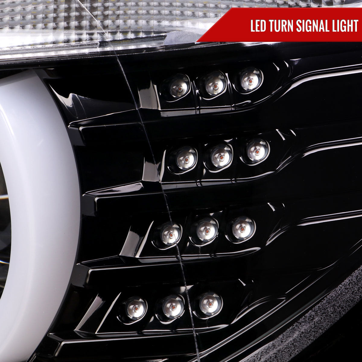 2012-2015 BMW F30 3 Series Sedan Dual LED U-Bar Projector HID-Compatible Headlights w/ LED Turn Signal Lights (Jet Black Housing/Clear Lens)