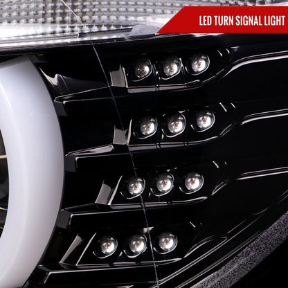2012-2015 BMW F30 3 Series Sedan Dual LED U-Bar Projector HID-Compatible Headlights w/ LED Turn Signal Lights (Jet Black Housing/Clear Lens)