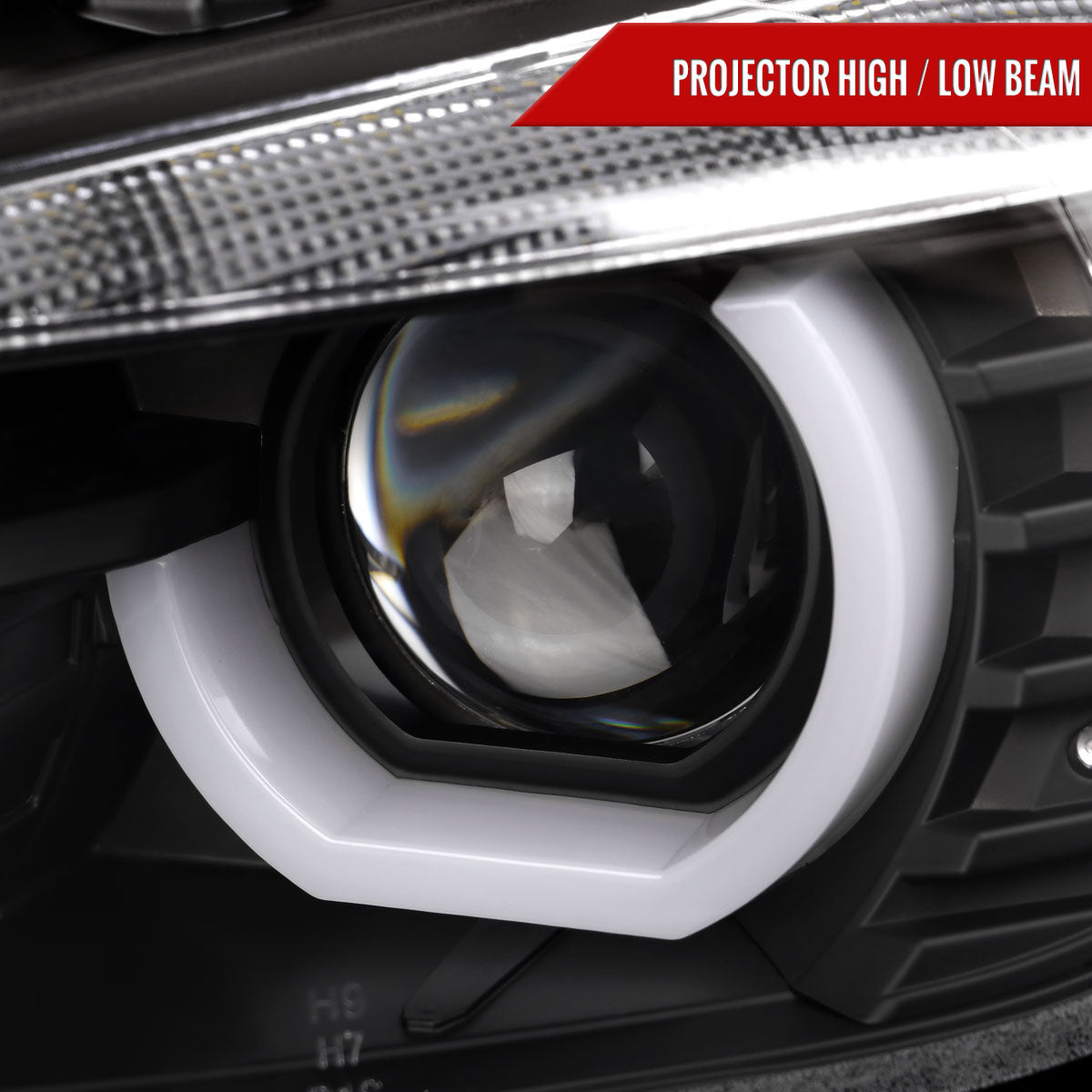 2012-2015 BMW F30 3 Series Sedan Dual LED U-Bar Projector HID-Compatible Headlights w/ LED Turn Signal Lights (Matte Black Housing/Clear Lens)