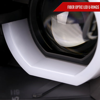 2012-2015 BMW F30 3 Series Sedan Dual LED U-Bar Projector HID-Compatible Headlights w/ LED Turn Signal Lights (Matte Black Housing/Clear Lens)