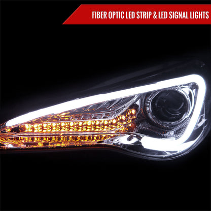 2012-2017 Scion FRS/ Toyota 86 Projector Headlights w/ LED Strip & Turn Signal Lights (Chrome Housing/Clear Lens)