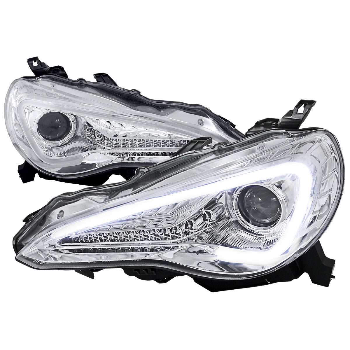 2012-2017 Scion FRS/ Toyota 86 Projector Headlights w/ LED Strip & Turn Signal Lights (Chrome Housing/Clear Lens)