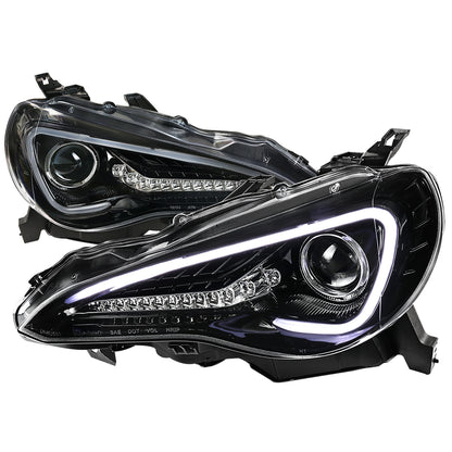 2012-2017 Scion FRS/ Toyota 86 LED Bar Projector Headlights w/ Sequential Turn Signal Lights (Jet Black Housing/Clear Lens)