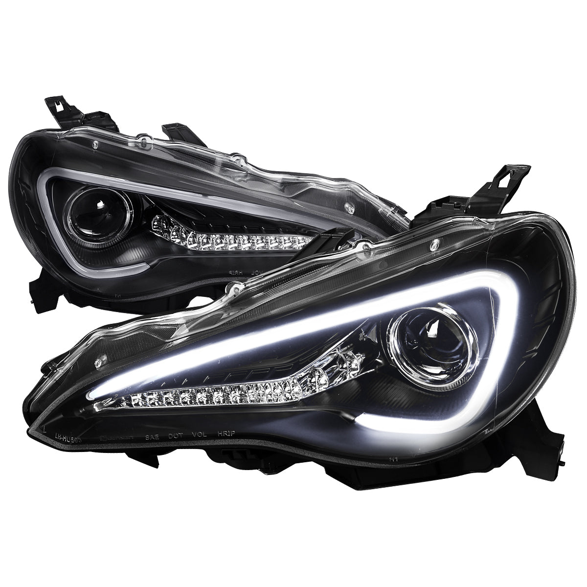 2012-2017 Toyota 86 Scion FR-S LED Bar Projector Headlights w/ Sequential Turn Signal Lights (Matte Black Housing/Clear Lens)