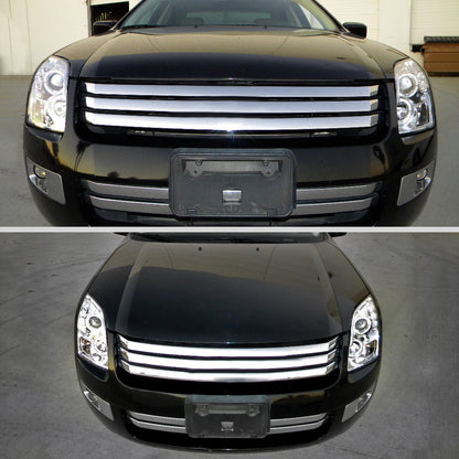 2006-2009 Ford Fusion Dual Halo Projector Headlights (Chrome Housing/Clear Lens)