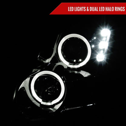 2006-2009 Ford Fusion Dual Halo Projector Headlights (Glossy Black Housing/Smoked Lens)