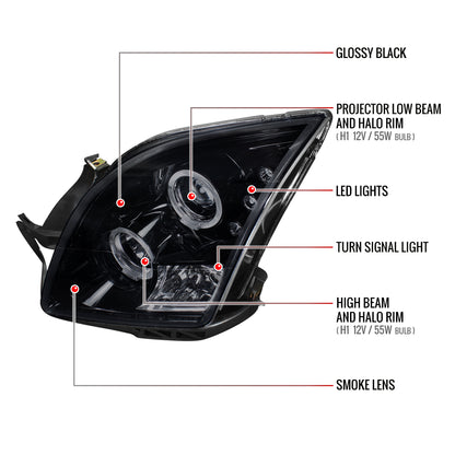 2006-2009 Ford Fusion Dual Halo Projector Headlights (Glossy Black Housing/Smoked Lens)
