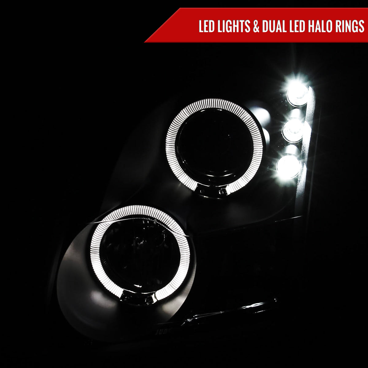 2006-2009 Ford Fusion Dual Halo Projector Headlights (Matte Black Housing/Clear Lens)