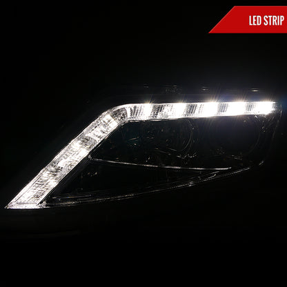 2010-2012 Ford Fusion Projector Headlights w/ LED Light Strip (Chrome Housing/Clear Lens)