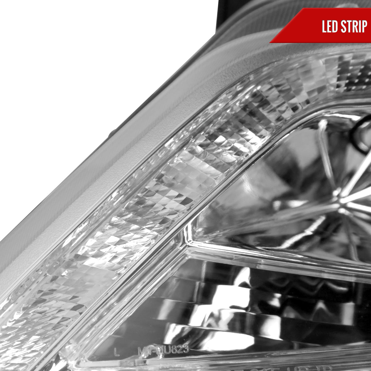 2010-2012 Ford Fusion Projector Headlights w/ LED Light Strip (Chrome Housing/Clear Lens)