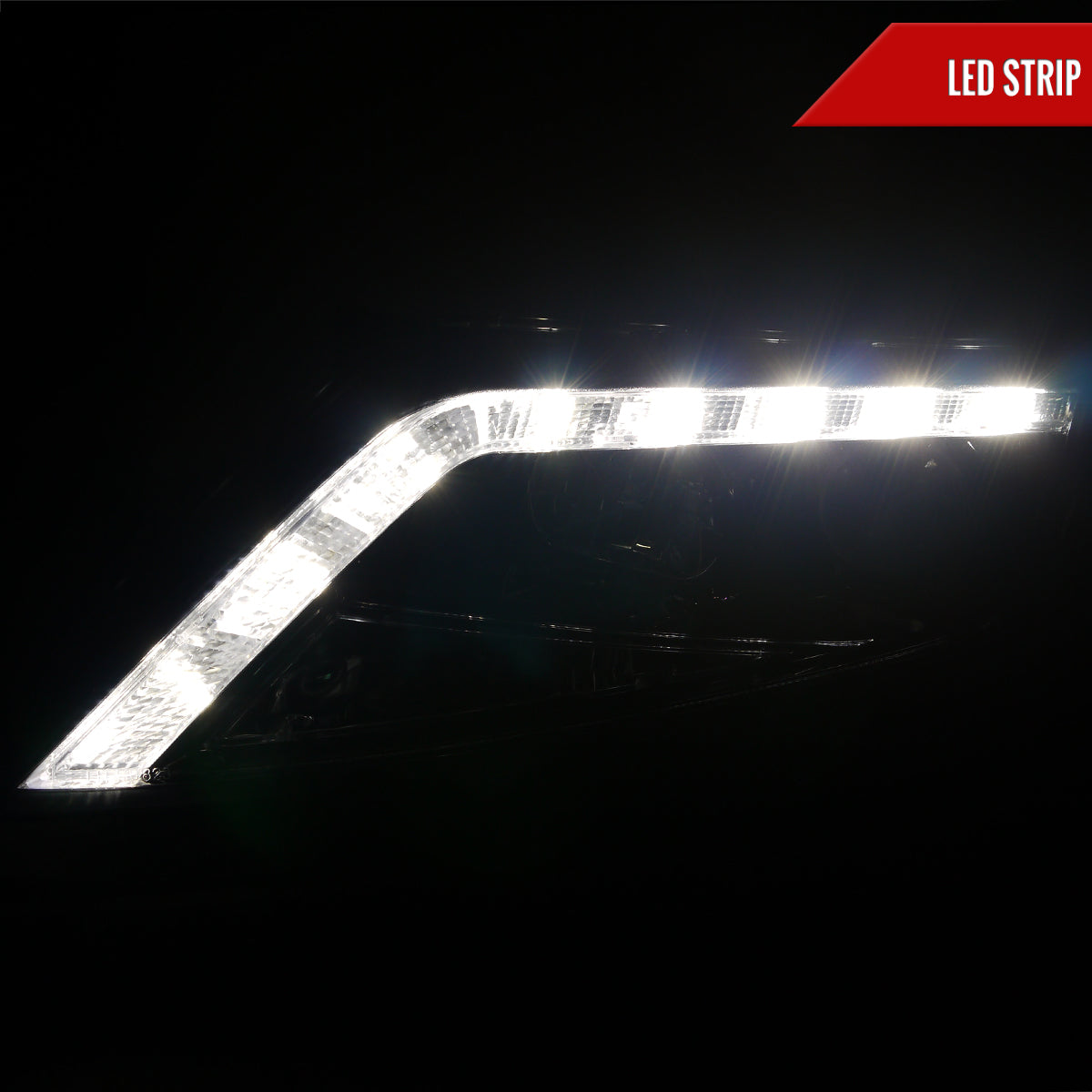 2010-2012 Ford Fusion Projector Headlights w/ LED Light Strip (Glossy Black Housing/Smoked Lens)
