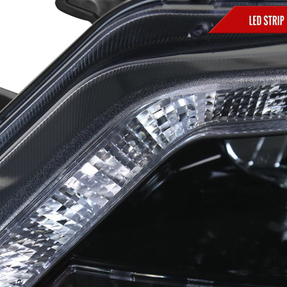 2010-2012 Ford Fusion Projector Headlights w/ LED Light Strip (Glossy Black Housing/Smoked Lens)