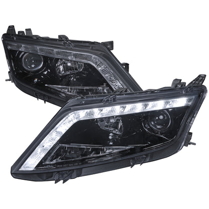 2010-2012 Ford Fusion Projector Headlights w/ LED Light Strip (Glossy Black Housing/Smoked Lens)