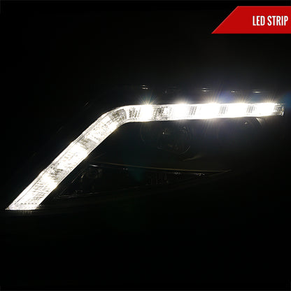 2010-2012 Ford Fusion Projector Headlights w/ LED Light Strip (Matte Black Housing/Clear Lens)