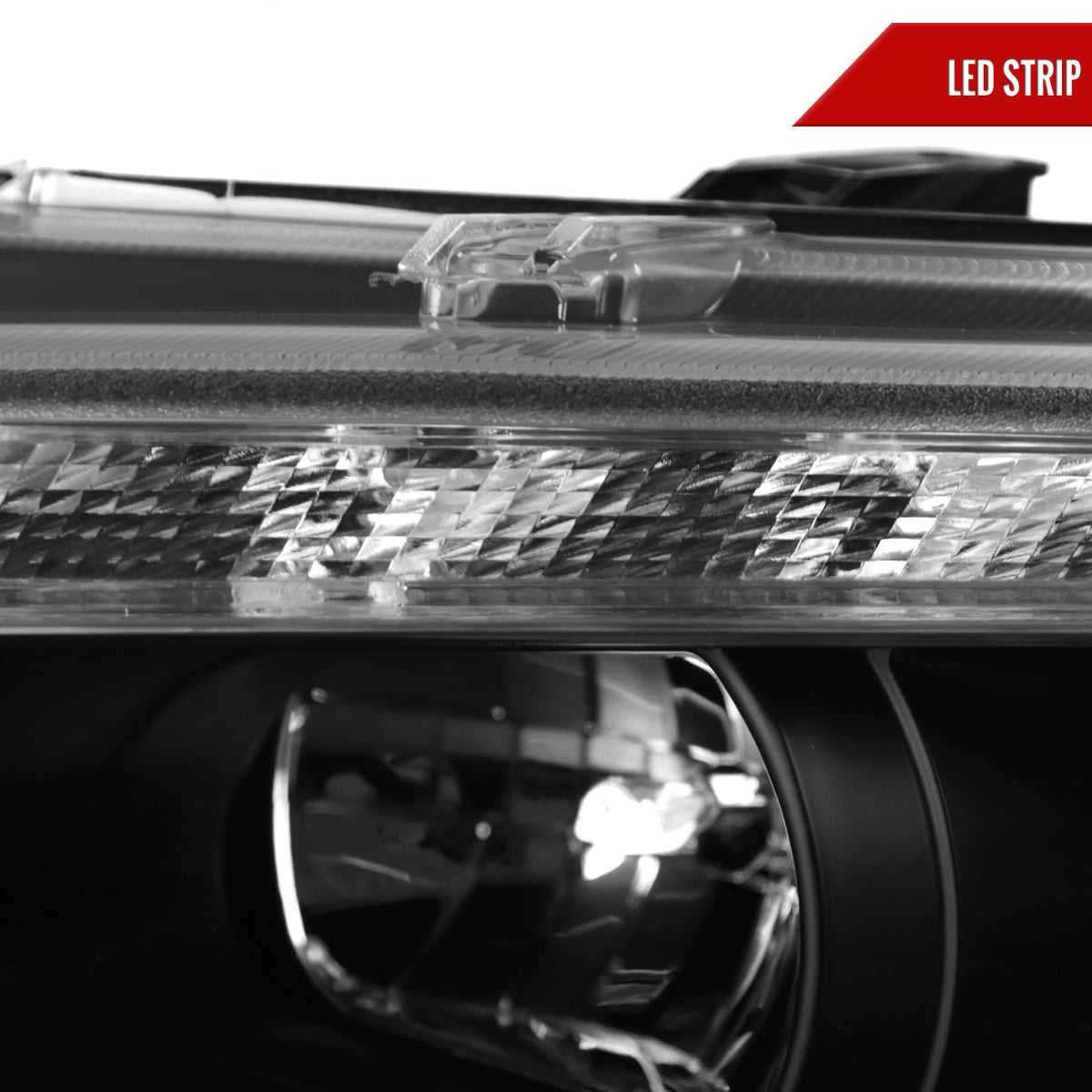 2010-2012 Ford Fusion Projector Headlights w/ LED Light Strip (Matte Black Housing/Clear Lens)