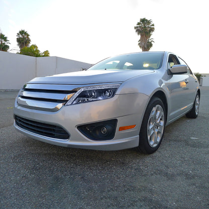 2010-2012 Ford Fusion Projector Headlights w/ LED Light Strip (Matte Black Housing/Clear Lens)