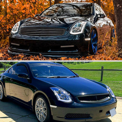 2003-2007 Infiniti G35 Coupe LED Bar Projector Headlights w/ Sequential Turn Signals (Chrome Housing / Clear Lens)