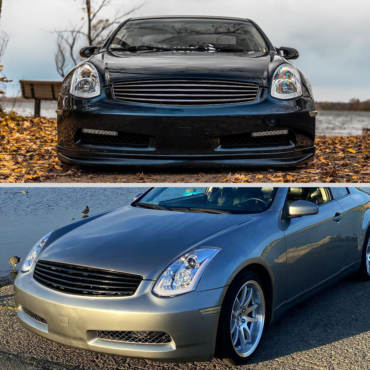 2003-2007 Infiniti G35 Coupe LED Bar Projector Headlights w/ Sequential Turn Signals (Chrome Housing / Clear Lens)