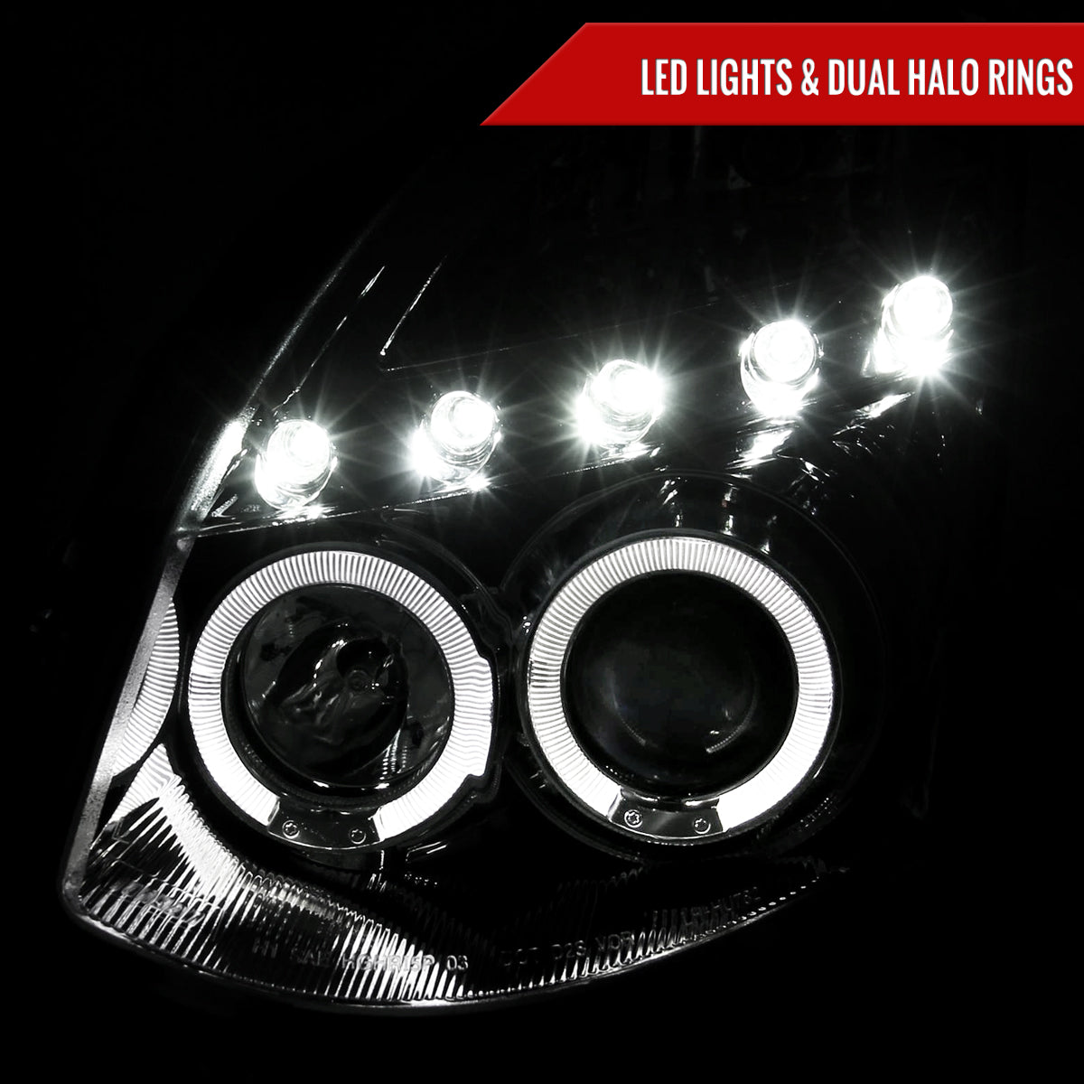 2003-2007 Infiniti G35 Coupe Dual Halo Projector Headlights (Chrome Housing / Clear Lens)