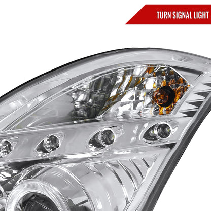 2003-2007 Infiniti G35 Coupe Dual Halo Projector Headlights (Chrome Housing / Clear Lens)