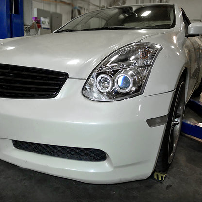 2003-2007 Infiniti G35 Coupe Dual Halo Projector Headlights (Chrome Housing / Clear Lens)