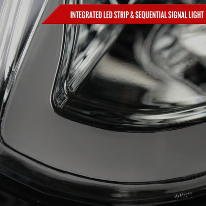 2003-2007 Infiniti G35 Coupe LED Bar Projector Headlights w/ Sequential Turn Signals (Chrome Housing / Smoked Lens)