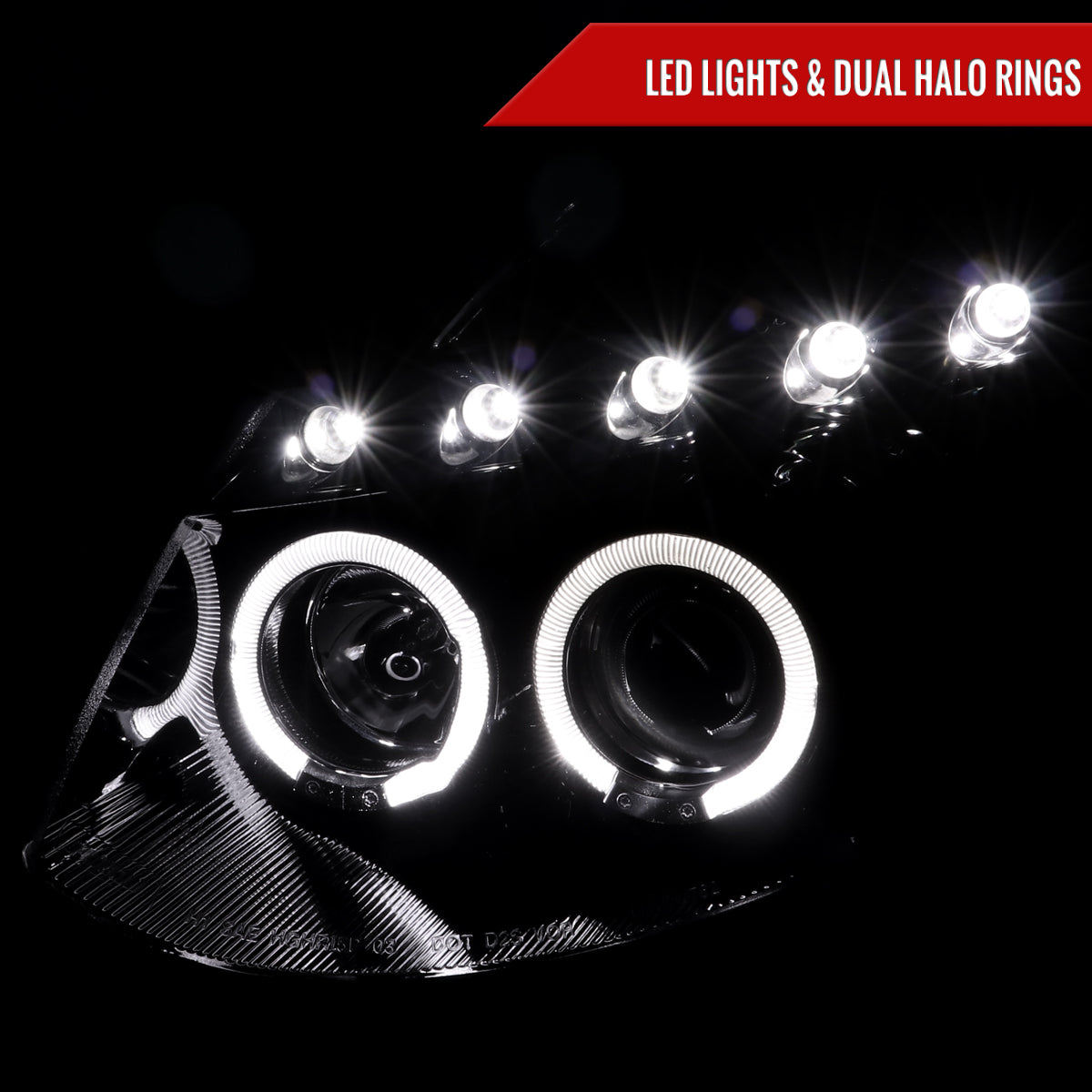 2003-2007 Infiniti G35 Coupe Dual Halo Projector Headlights (Glossy Black Housing / Smoked Lens)