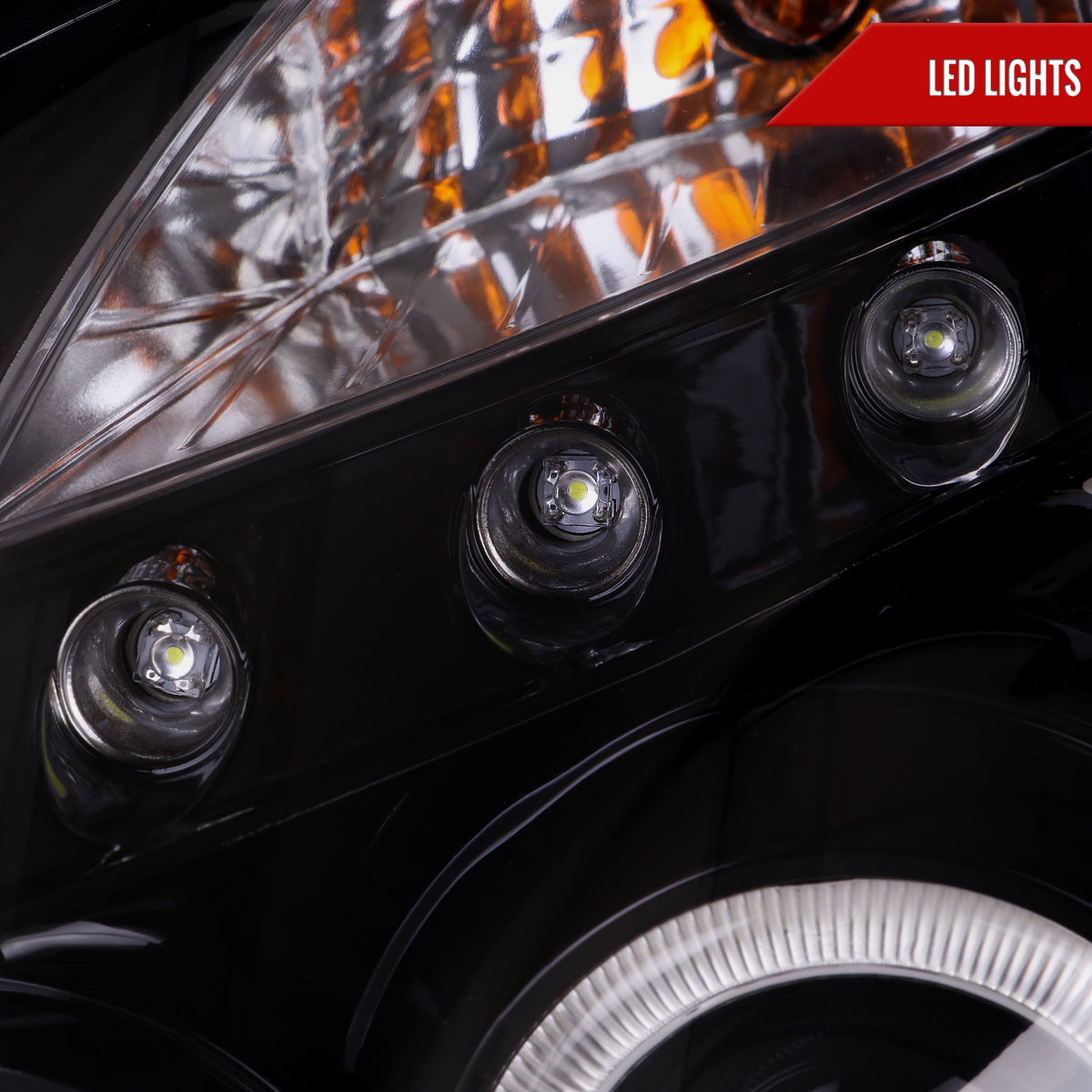 2003-2007 Infiniti G35 Coupe Dual Halo Projector Headlights (Glossy Black Housing / Smoked Lens)