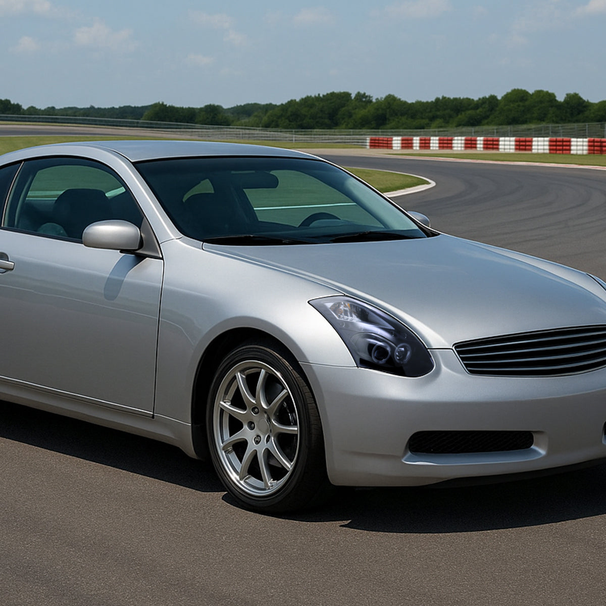 2003-2007 Infiniti G35 Coupe Dual Halo Projector Headlights (Glossy Black Housing / Smoked Lens)