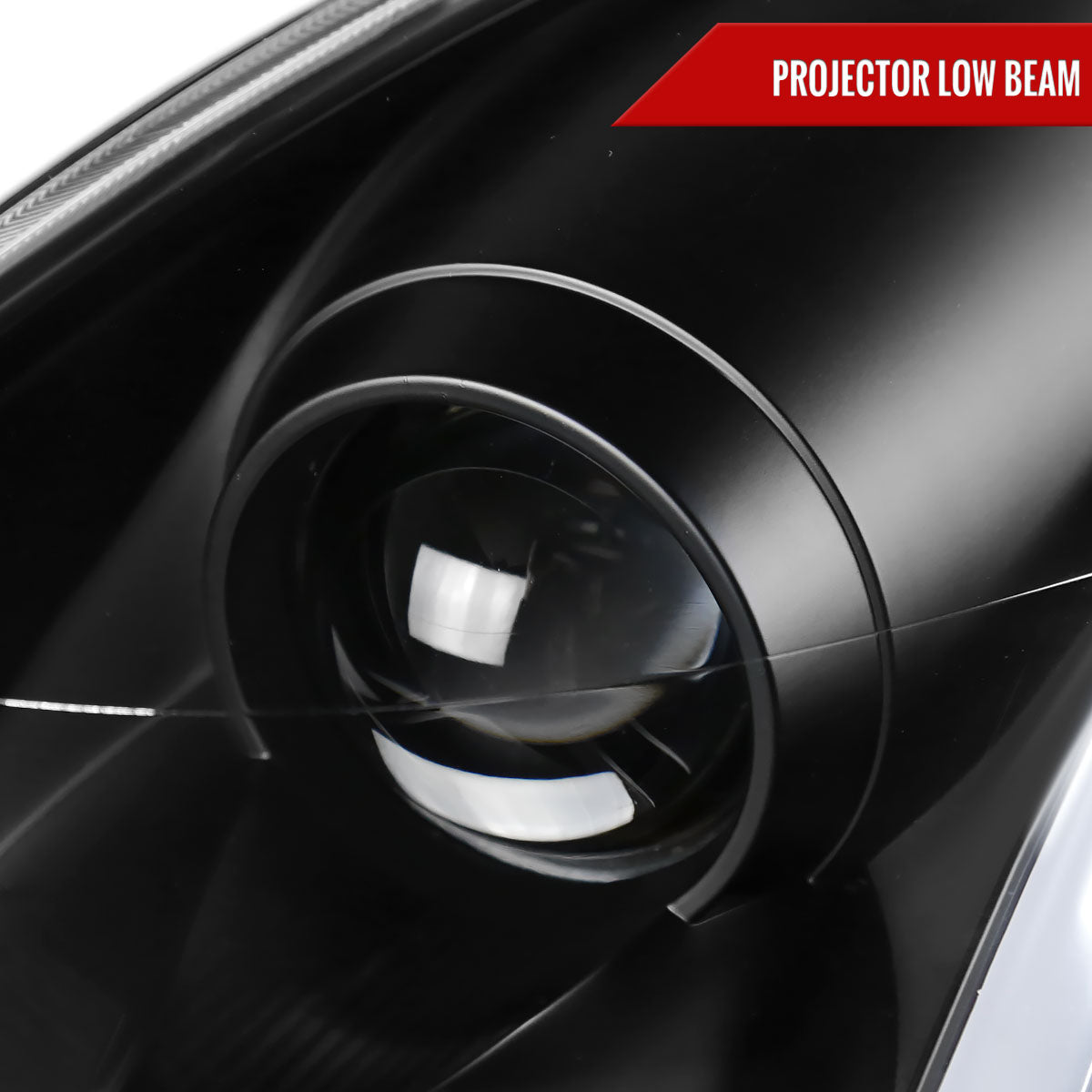 2003-2007 Infiniti G35 Coupe LED Bar Projector Headlights w/ Sequential Turn Signals (Matte Black Housing / Clear Lens)