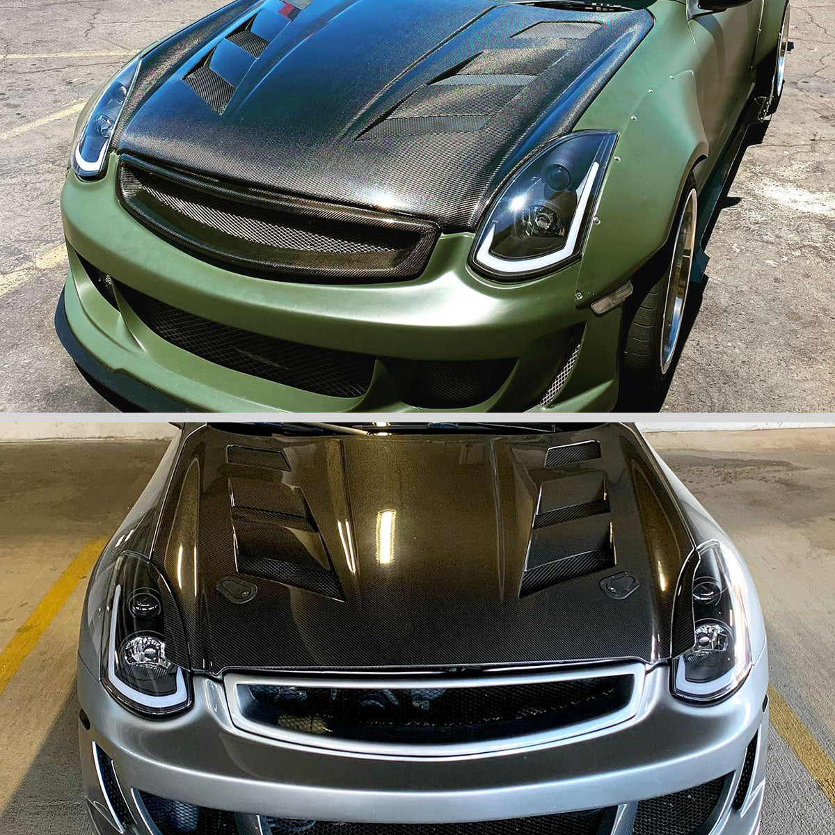 2003-2007 Infiniti G35 Coupe LED Bar Projector Headlights w/ Sequential Turn Signals (Matte Black Housing / Clear Lens)