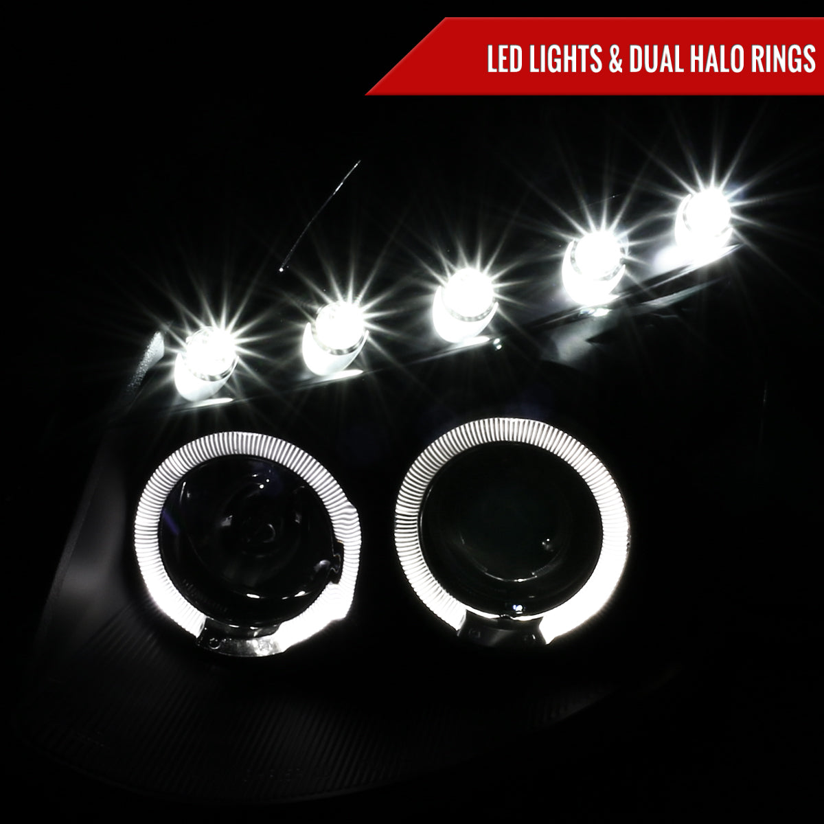 2003-2007 Infiniti G35 Coupe Dual Halo Projector Headlights (Matte Black Housing / Clear Lens)
