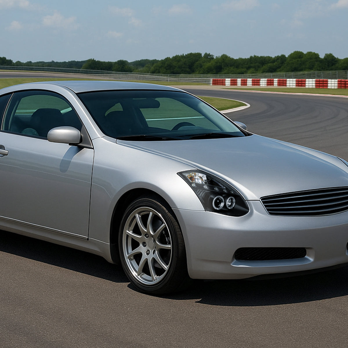 2003-2007 Infiniti G35 Coupe Dual Halo Projector Headlights (Matte Black Housing / Clear Lens)